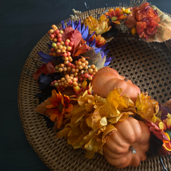 秋のリース　アーティフィシャルフラワー　造花　造花リース　秋　ハロウィン　毎年飾れる　プレゼント　秋リース　かぼちゃ 6枚目の画像