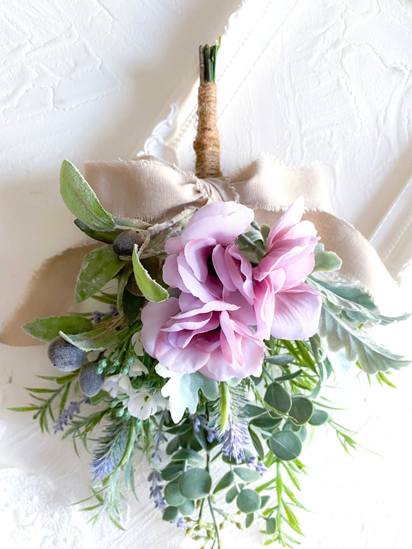 アネモネのスワッグ　アーティフィシャルフラワー　造花　スワッグ　癒し　プレゼント　インテリア　年中飾れる　光触媒加工 2枚目の画像
