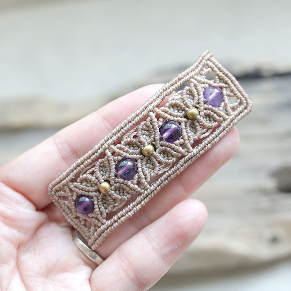 アメジスト天然石マクラメバレッタmach027エスニックアジアン好きが作るエキゾチックなアクセサリー 4枚目の画像