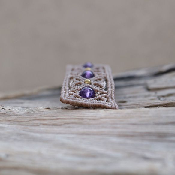 アメジスト天然石マクラメバレッタmach027エスニックアジアン好きが作るエキゾチックなアクセサリー 3枚目の画像