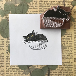 籃子裡的黑貓印章（*客製） 第1張的照片