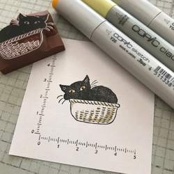 籃子裡的黑貓印章（*客製） 第2張的照片