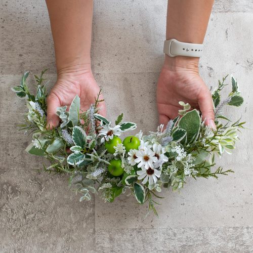 三日月グリーンスワッグ（40cm）アーティフィシャルフラワー アート