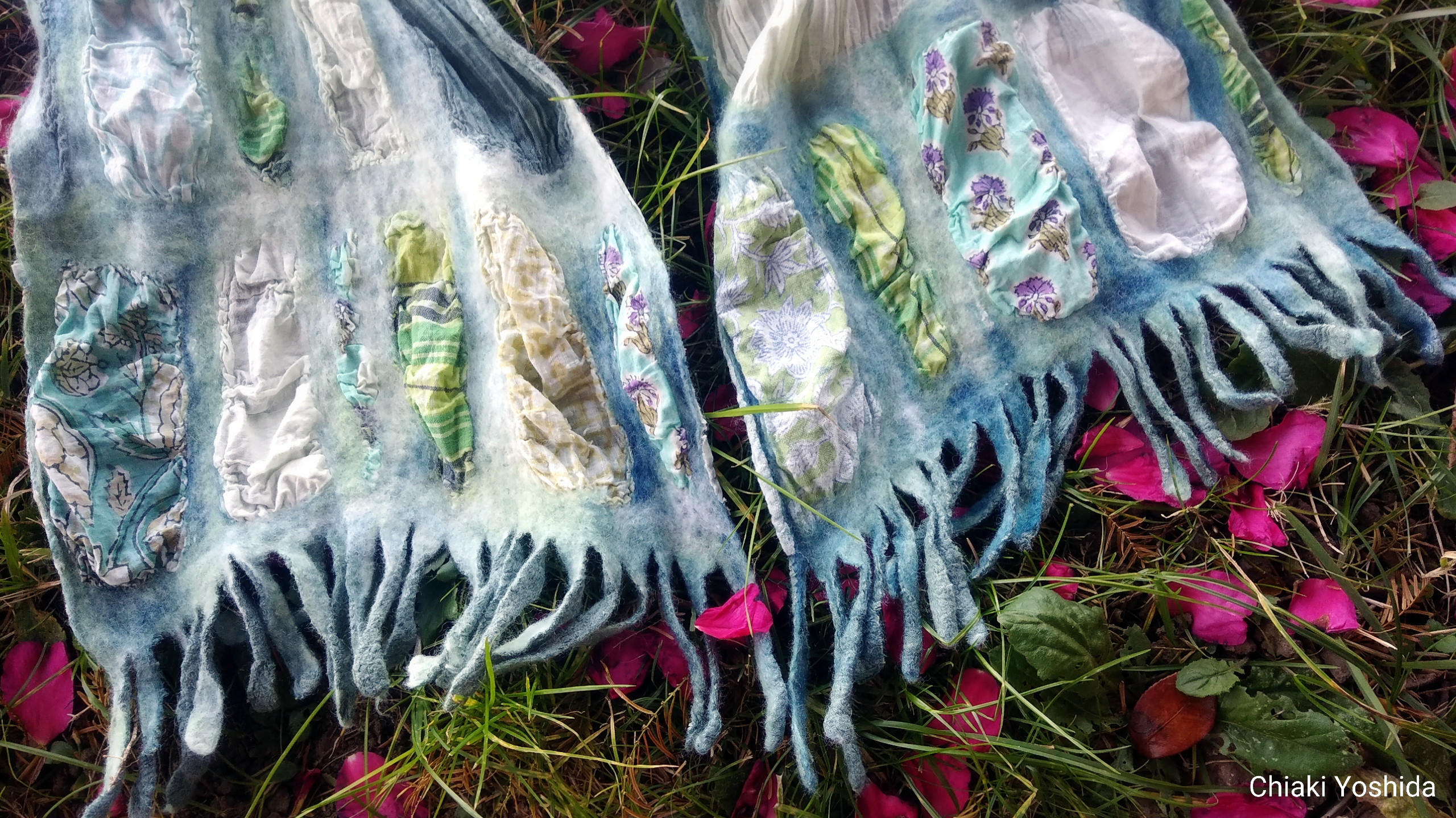 ☆ミント刺繍×三角グレー☆ リバーシブルスタイ