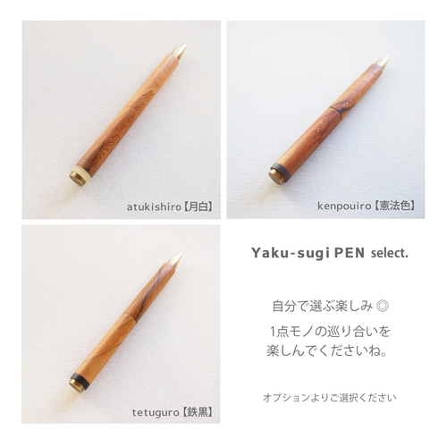 A】PEN crack【屋久杉×水牛角｜回転式】数量限定 ○ 木軸/屋久杉/真鍮