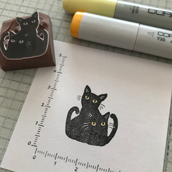 2匹の黒猫団子はんこ（※受注製作） 2枚目の画像