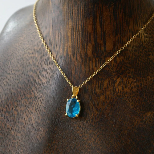 送料無料】再販x3 ネオンブルーアパタイト ペンダントトップ 18kgp