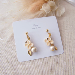 No.837【10ペア】 星花 コットンパール ハンドメイド ピアス イヤリング No.837【10ペア】 星花 コットンパール ハンドメイド ピアス