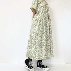 [Kazu-sama 儲備品] 檸檬短袖連衣裙 * 均碼 * 100% 棉 * 檸檬水果圖案 * 苔蘚綠 第5張的照片