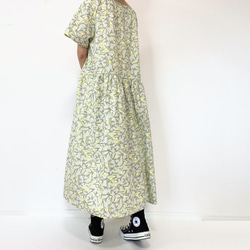 [Kazu-sama 儲備品] 檸檬短袖連衣裙 * 均碼 * 100% 棉 * 檸檬水果圖案 * 苔蘚綠 第7張的照片