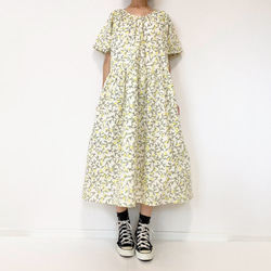 [Kazu-sama 儲備品] 檸檬短袖連衣裙 * 均碼 * 100% 棉 * 檸檬水果圖案 * 苔蘚綠 第20張的照片
