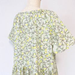 [Kazu-sama 儲備品] 檸檬短袖連衣裙 * 均碼 * 100% 棉 * 檸檬水果圖案 * 苔蘚綠 第14張的照片