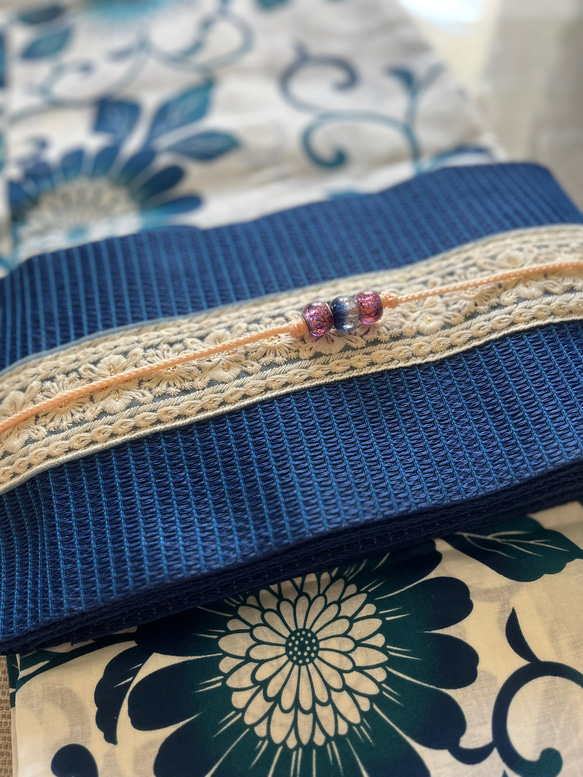 昭和　半幅帯　半巾帯　 単衣帯 　おしゃれ帯 　織り　刺繍 撫松庵] 半幅帯 細帯 妖怪円陣刺繍 (105-302-003 80 ライト