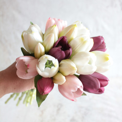 【ウェディングブーケ】オーダー商品　前撮り用　ミックスカラーチューリップのウェディングブーケ 10枚目の画像