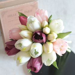 【ウェディングブーケ】オーダー商品　前撮り用　ミックスカラーチューリップのウェディングブーケ 2枚目の画像