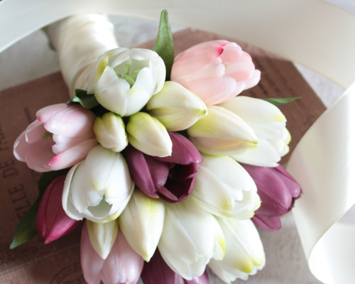 ウェディングブーケ　結婚式　前撮りブーケ　造花ブーケ　カラー　チューリップ ddf530ac844b47155a5a6df141cdd7