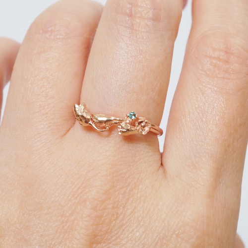 すずらんリング(pink gold＋indigo tourmaline) *〜ストーン
