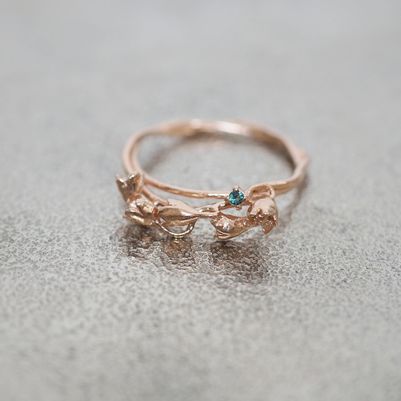 すずらんリング(pink gold＋indigo tourmaline) *〜ストーン