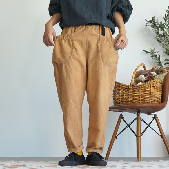 素色營地工作褲/棕色/Mikawa紡織 第1張的照片