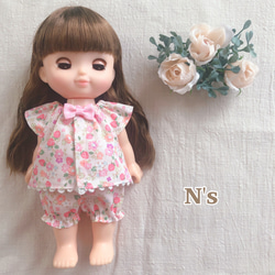 22cmドール用 可愛いピンク花柄ワンピース リカちゃん 服 その他人形