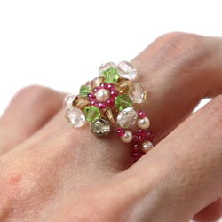 ◇ キット 透明感のあるフラットリング ビーズキット アクセサリー制作キット ハンドメイド 大人 てづくり 4枚目の画像