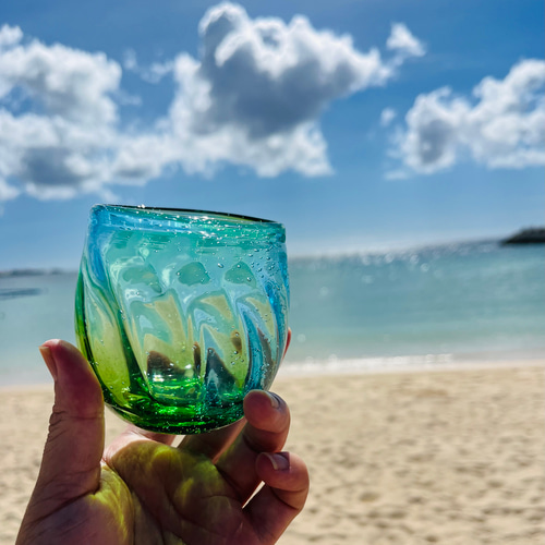 美ら海たるグラス（エメラルドグリーン） グラス 南国暮らしの雑貨店