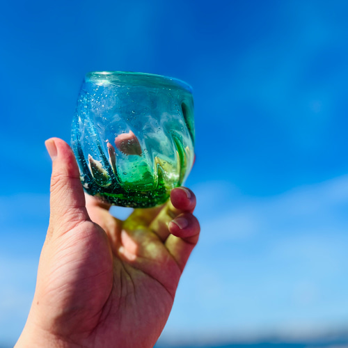 美ら海たるグラス（エメラルドグリーン） グラス 南国暮らしの雑貨店