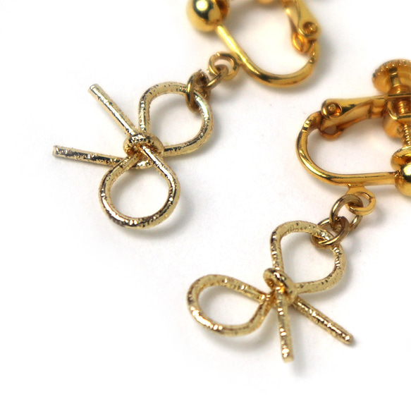 ◇ キット 丸カンで繋ぐだけ！リボンパーツの簡単イヤリング（ピアス） ビーズキット アクセサリー制作キット ハンドメイド 2枚目の画像
