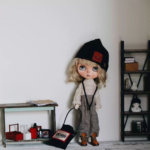 ブライス服 綿麻 2点セット サロペット ニットセーター ドール服