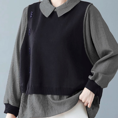正規店仕入れの ブラウスの長袖亜麻秋服の上着はゆったりとしています サロペット・オーバーオール・オールインワン