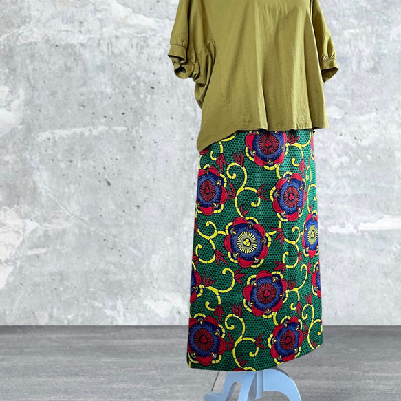 アフリカ布　タイトスカート　ロングスカート　アフリカン 1枚目の画像