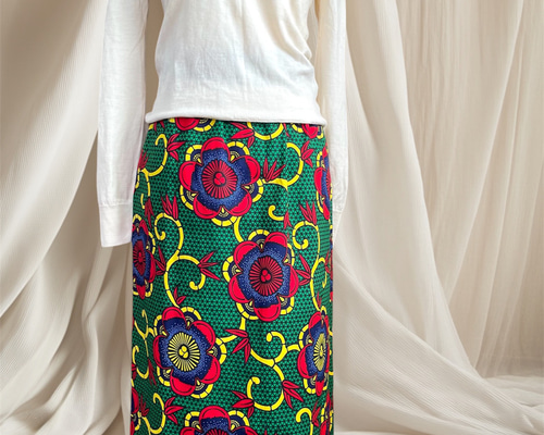 【タグ付き新品】TIGREBROCANTE アフリカンバティックスカート Tigre Brocante /アフリカンバティックミックスフレアランダム