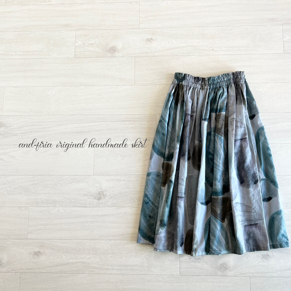 デザイナーズテキスタイルのギャザースカート　ストーン 7枚目の画像