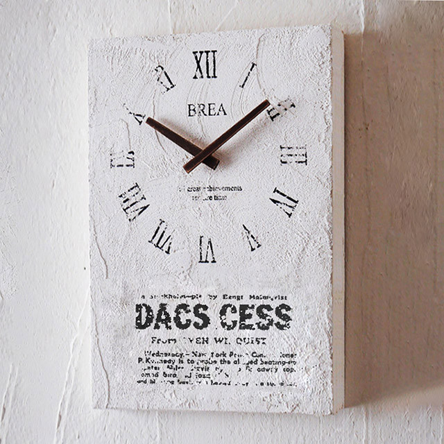 壁掛け時計 スクエア 漆喰 （しっくい）長型 BREA-1817-TG