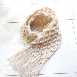 限定1つかぎり】ブランケット モチーフ編み ベージュ✕ブラウン 編み