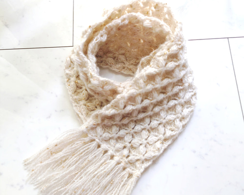 ハンドメイド　手編み　長いマフラー　フリンジ　２５０センチ da2b1b8b3824060600c5c33a3e487d