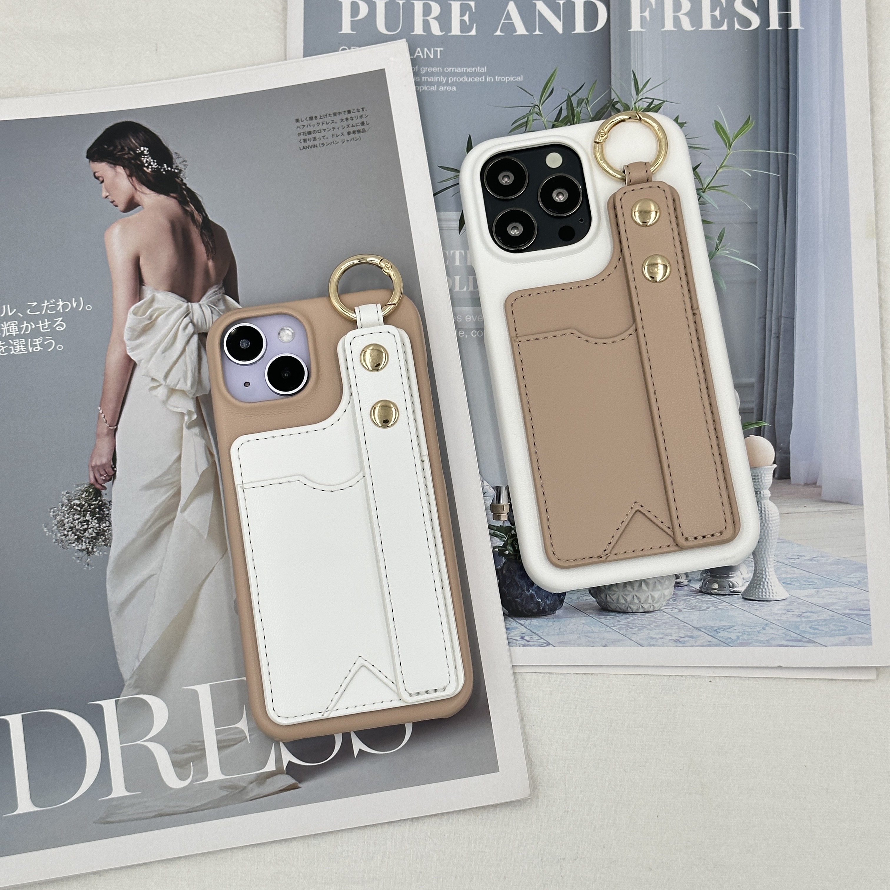 関税込★BottegaVenata★3枚カード収納付バイカラーPhone ケース