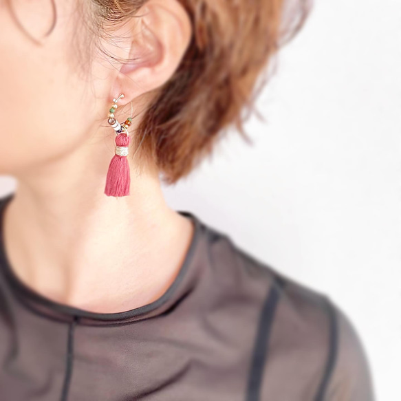 changing hoop earring フープ　カラフル　ゴールド　イヤリング　タッセル　リング　イヤーカフ 9枚目の画像