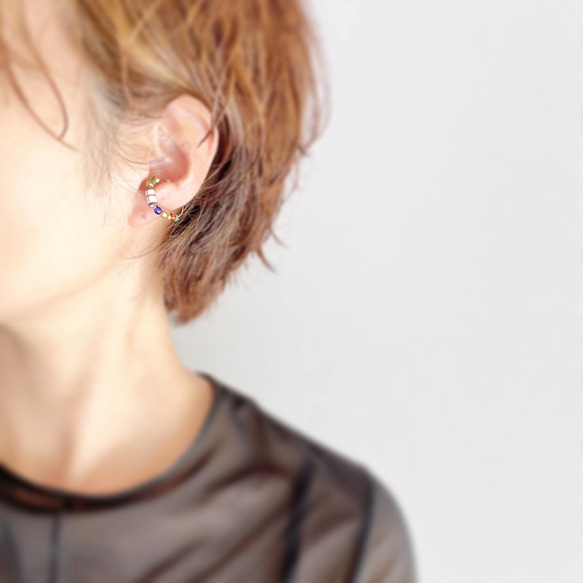 changing hoop earring フープ　カラフル　ゴールド　イヤリング　タッセル　リング　イヤーカフ 6枚目の画像