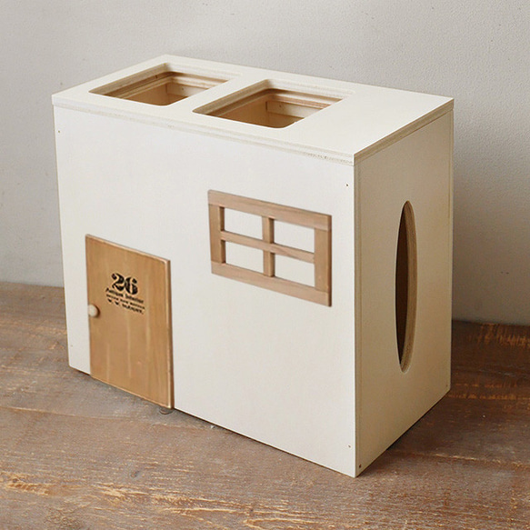 おうち 分別ダストボックス＆ティッシュケース ホワイト ゴミ箱 4L×2