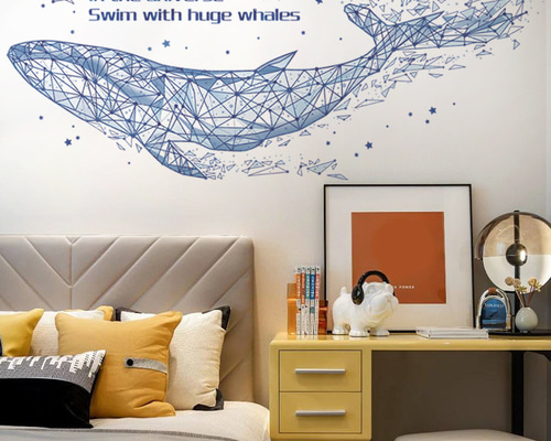 ウォールステッカー SX38 ブルー クジラ 海 動物 癒す DIY 壁紙