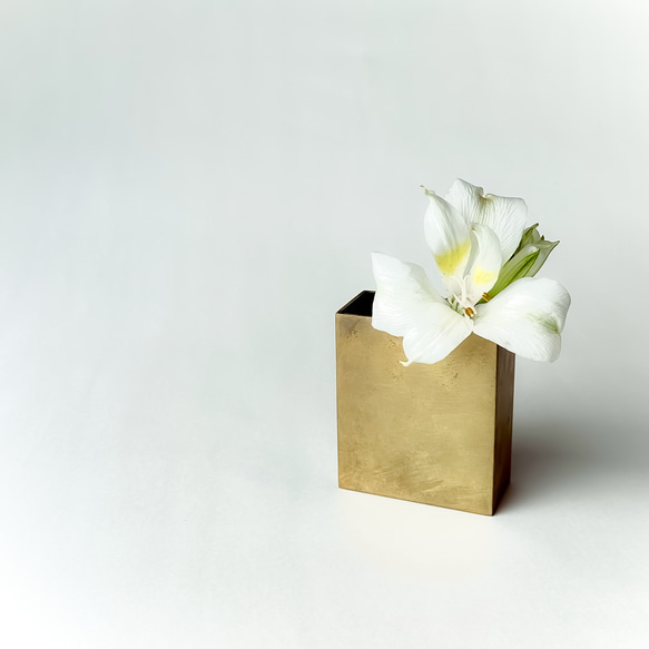 【受注製作】ミニマルホルダー＜レクタングル-H70＞ / 真鍮　ペン立て　花瓶　カトラリースタンド 2枚目の画像