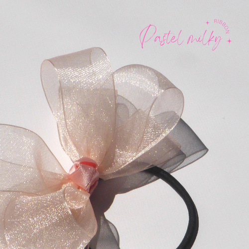 MOKUBAリボン ふんわりサテンオーガンジー キッズ リボン ヘアゴム  