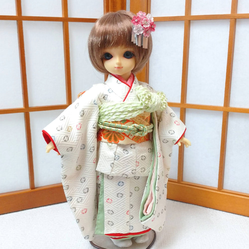 幼SD 振り袖着付けセット 白色 七宝水玉 その他人形 めぇめぇ堂 通販