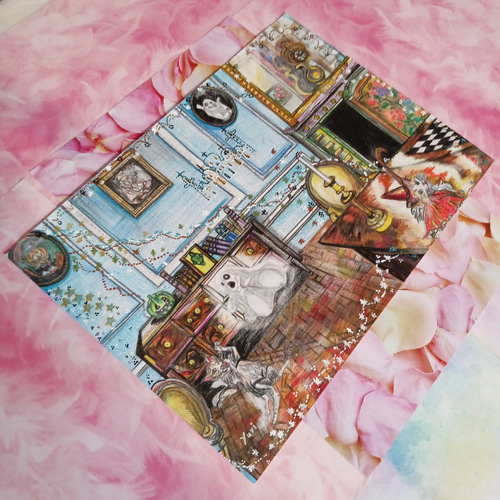 猫ちゃん ハロウィン 手書き ハンドメイド おばけ 宮殿・教会