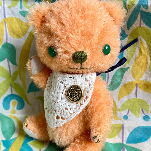 ○テディベア○オレンジ＋緑のミカンイメージ｜ぬいぐるみ｜置物｜飾り