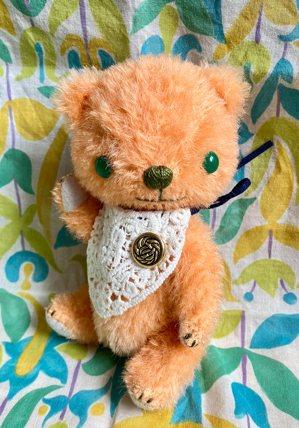 ○テディベア○オレンジ＋緑のミカンイメージ｜ぬいぐるみ｜置物｜飾り