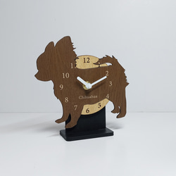 文字・名入れ】【置時計スタンド付き】ワンちゃん コンパクト静音