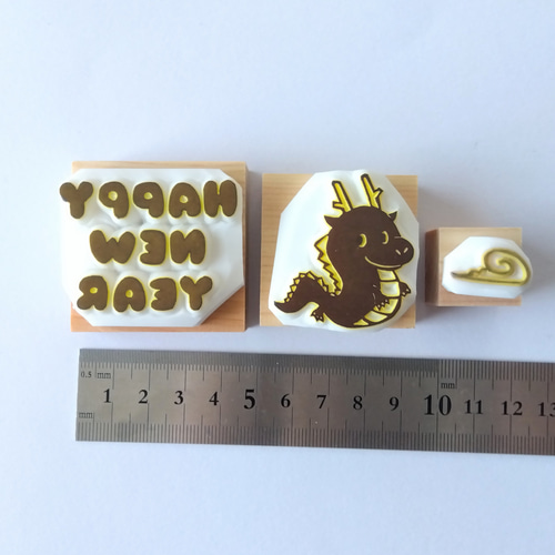 消しゴムはんこ　年賀状　3点セット 年賀状 選べる縁起もの ミニはんこ3点セット＊消しゴムはんこの