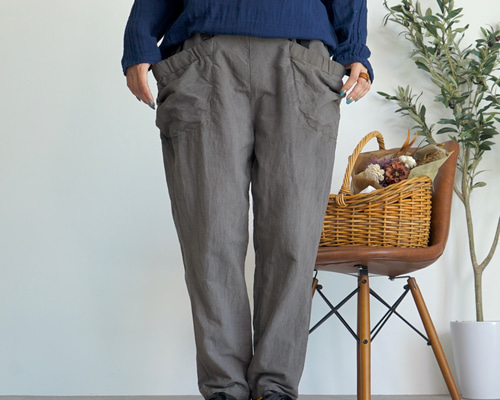 プレーンキャンプワークパンツ/グレー/三河織物 ロングパンツ UZUiRO